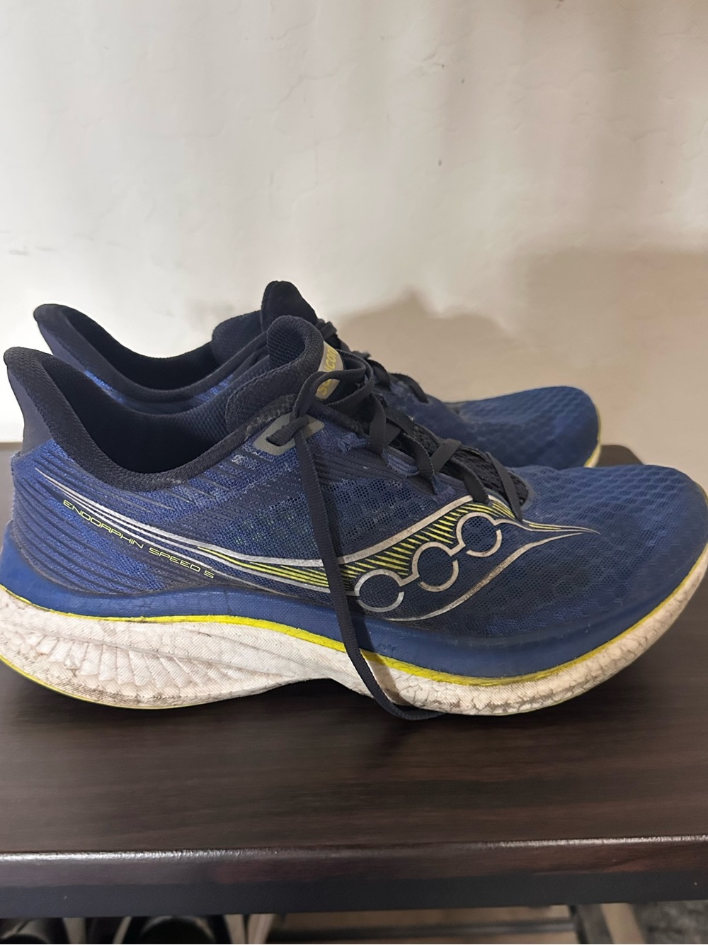 Saucony Endorphin Speed 5 Blue Running Shoes with Lime Accents